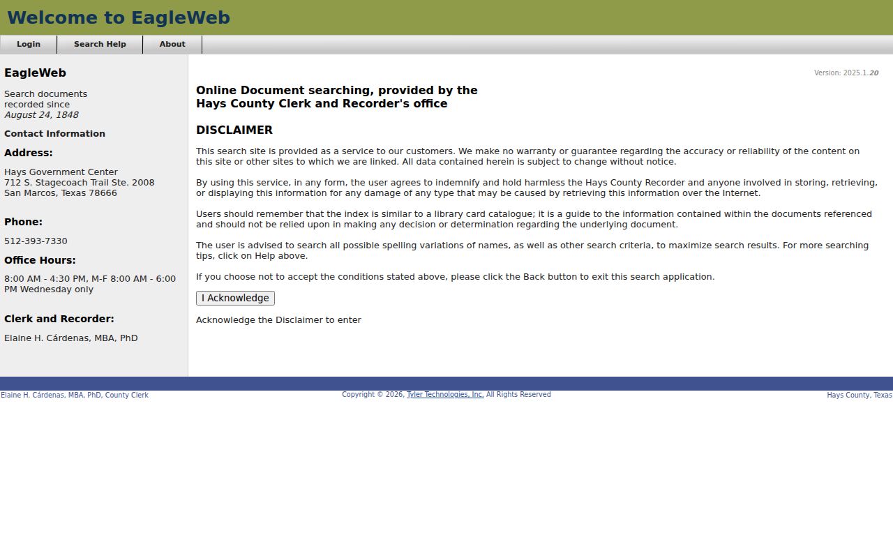Hays County residents directory EagleWeb deed-index search