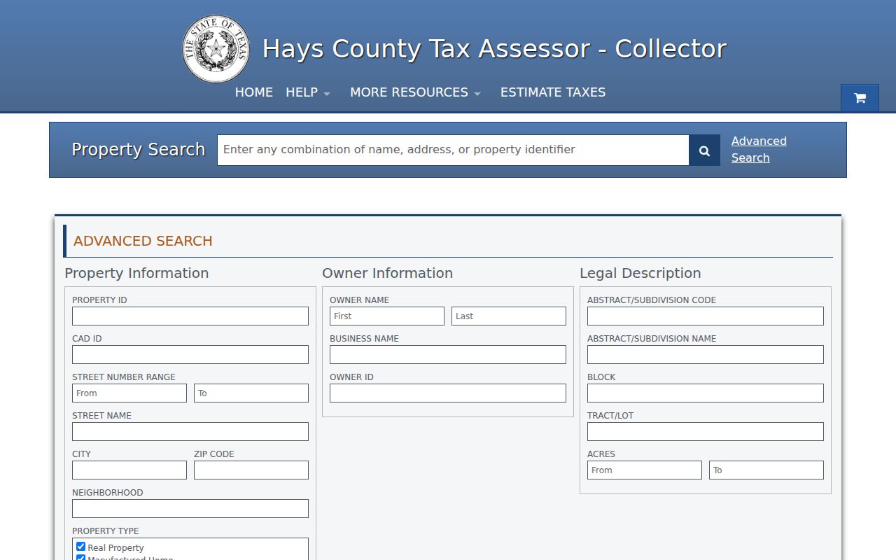 Hays County residents directory tax advanced search