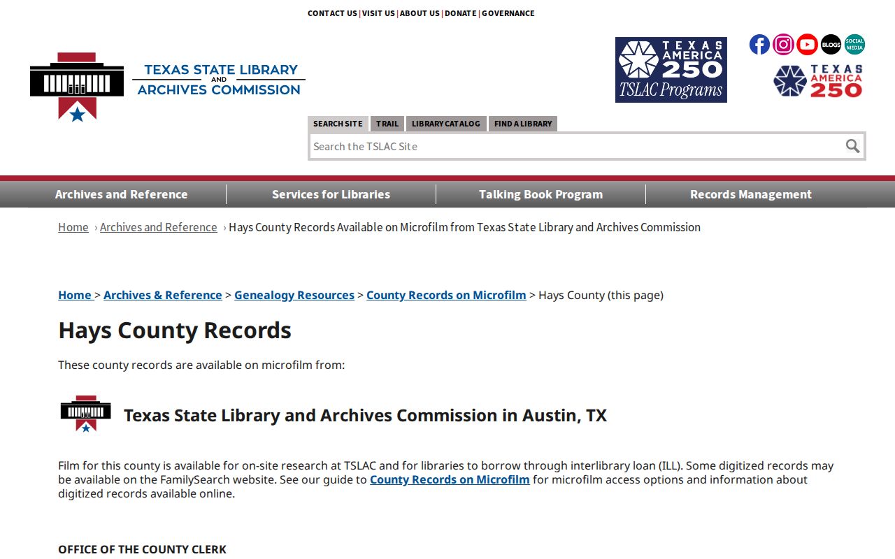 Hays County city directory research route through TSLAC Hays County microfilm holdings